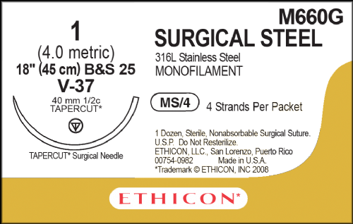 Surgical Stainless Steel Suture<br/>Size: STEEL<br/>Colour: 1<br/>Style: non cutting