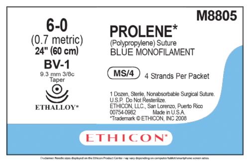 PROLENE Polypropylene Suture<br/>Size: PROLENE<br/>Colour: 6-0<br/>Style: non cutting