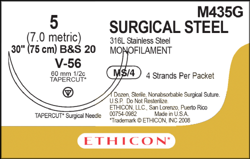 Surgical Stainless Steel Suture<br/>Size: STEEL<br/>Colour: 5<br/>Style: non cutting