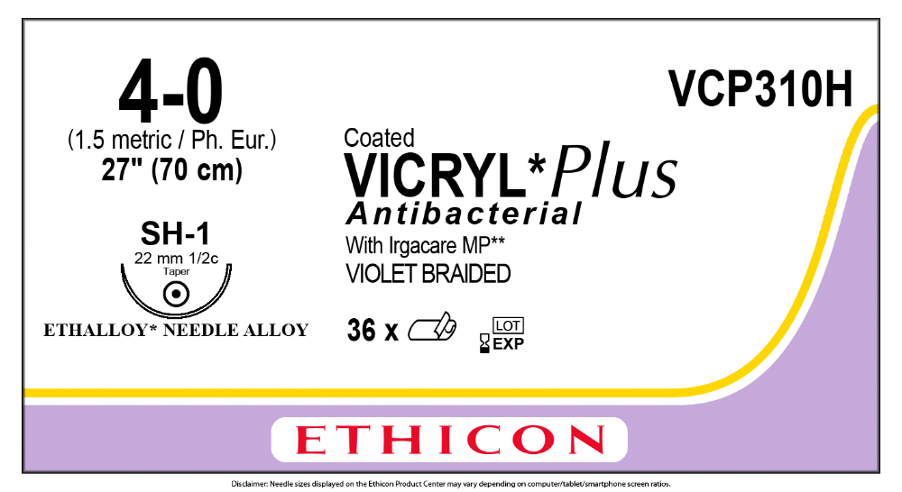 VCP310H COATED VICRYL Plus Antibacterial (polyglactin 910) Suture