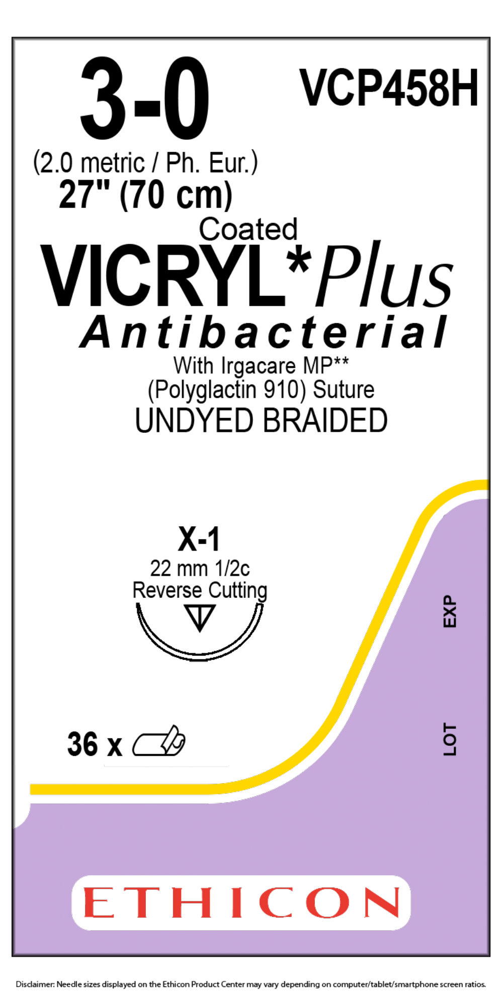 VCP458H COATED VICRYL Plus Antibacterial (polyglactin 910) Suture