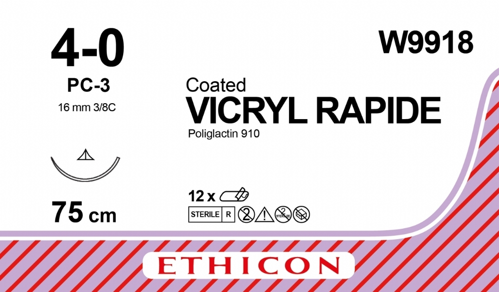 VICRYL RAPIDE (polyglactin 910) Suture<br/>Size: VICRYL RAPIDE<br/>Colour: 4-0<br/>Style: cutting