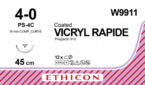 VICRYL RAPIDE (polyglactin 910) Suture<br/>Size: VICRYL RAPIDE<br/>Colour: 4-0<br/>Style: cutting