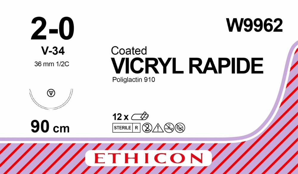 VICRYL RAPIDE (polyglactin 910) Suture<br/>Size: VICRYL RAPIDE<br/>Colour: 2-0<br/>Style: non cutting