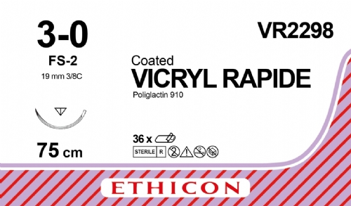 VICRYL RAPIDE (polyglactin 910) Suture<br/>Size: VICRYL RAPIDE<br/>Colour: 3-0<br/>Style: cutting