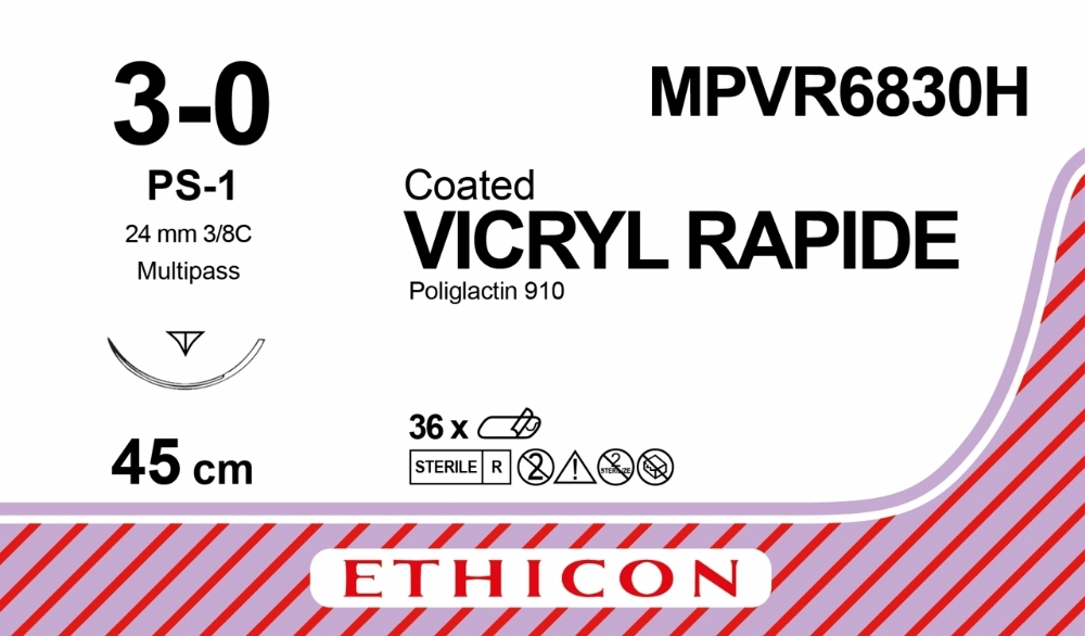 VICRYL RAPIDE (polyglactin 910) Suture<br/>Size: VICRYL RAPIDE<br/>Colour: 3-0<br/>Style: cutting