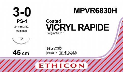 VICRYL RAPIDE (polyglactin 910) Suture<br/>Size: VICRYL RAPIDE<br/>Colour: 3-0<br/>Style: cutting
