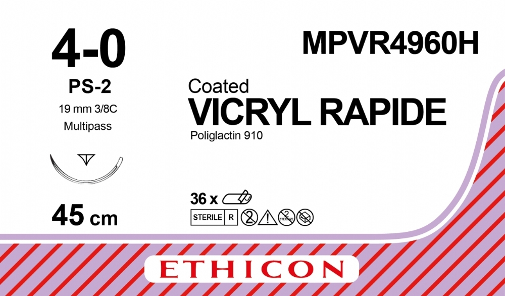 VICRYL RAPIDE (polyglactin 910) Suture<br/>Size: VICRYL RAPIDE<br/>Colour: 4-0<br/>Style: cutting