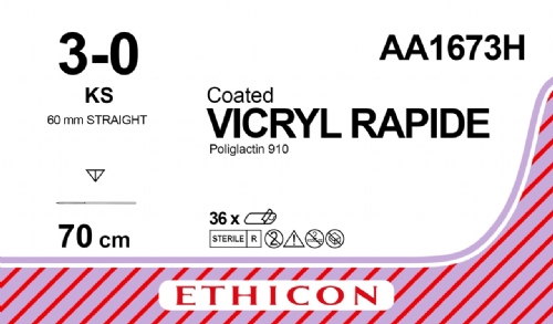 VICRYL RAPIDE (polyglactin 910) Suture<br/>Size: VICRYL RAPIDE<br/>Colour: 3-0<br/>Style: cutting