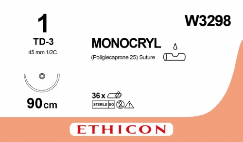 MONOCRYL (poliglecaprone 25) Suture<br/>Size: MONOCRYL PLUS<br/>Colour: 1<br/>Style: non cutting<br/>Size: MONOCRYL PLUS<br/>Colour: 1<br/>Style: non cutting
