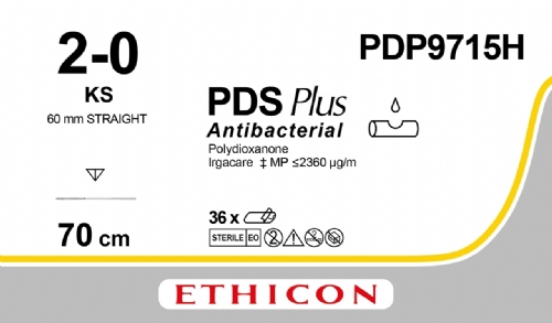 PDS Plus Antibacterial (polydioxanone) Suture<br/>Size: PDS PLUS<br/>Colour: 2-0<br/>Style: cutting