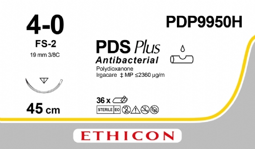 PDS Plus Antibacterial (polydioxanone) Suture<br/>Size: PDS PLUS<br/>Colour: 4-0<br/>Style: cutting