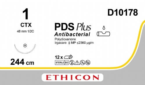 PDS Plus Antibacterial (polydioxanone) Suture<br/>Size: PDS PLUS<br/>Colour: 1<br/>Style: non cutting