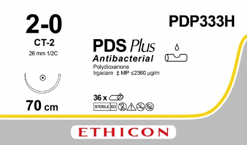 PDS Plus Antibacterial (polydioxanone) Suture<br/>Size: PDS PLUS<br/>Colour: 2-0<br/>Style: non cutting