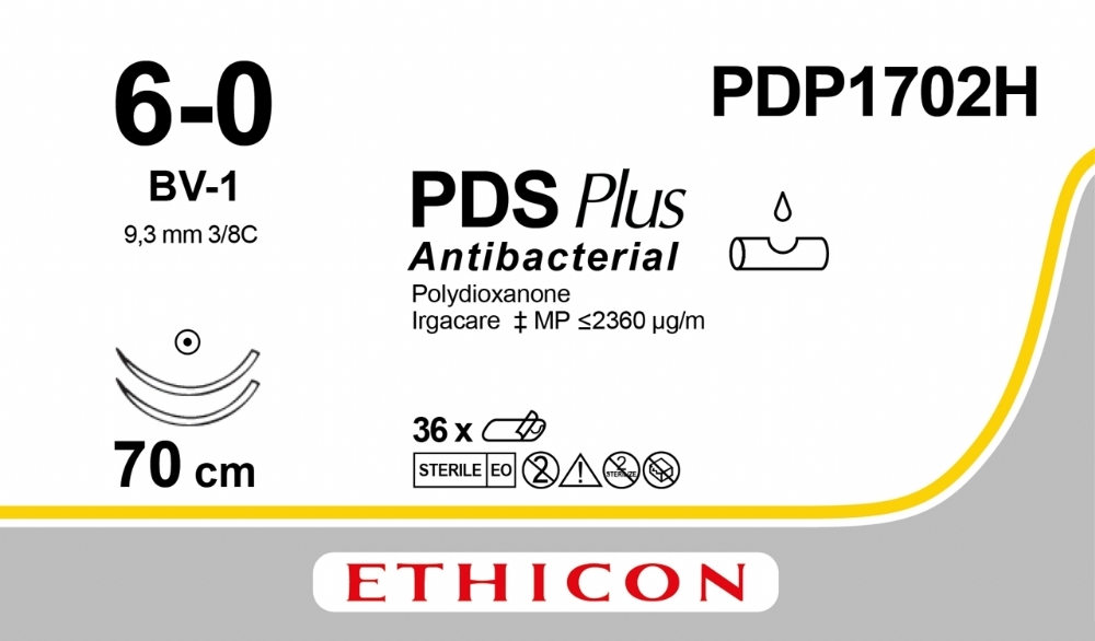 PDS Plus Antibacterial (polydioxanone) Suture<br/>Size: PDS PLUS<br/>Colour: 6-0<br/>Style: non cutting