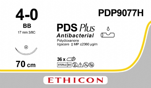 PDS Plus Antibacterial (polydioxanone) Suture<br/>Size: PDS PLUS<br/>Colour: 4-0<br/>Style: non cutting