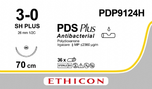 PDS Plus Antibacterial (polydioxanone) Suture<br/>Size: PDS PLUS<br/>Colour: 3-0<br/>Style: non cutting<br/>Size: PDS PLUS<br/>Colour: 3-0<br/>Style: non cutting