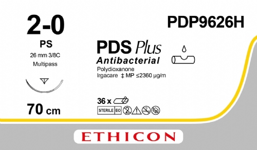 PDS Plus Antibacterial (polydioxanone) Suture<br/>Size: PDS PLUS<br/>Colour: 2-0<br/>Style: cutting