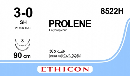 PROLENE, monofilament, blue, 3-0, 90cm, 2xTaperpoint  , 26mm, 1/2C, 36