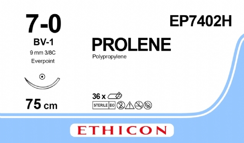 PROLENE Polypropylene Suture With EVERPOINT Technology<br/>Size: PROLENE<br/>Colour: 7-0<br/>Style: non cutting
