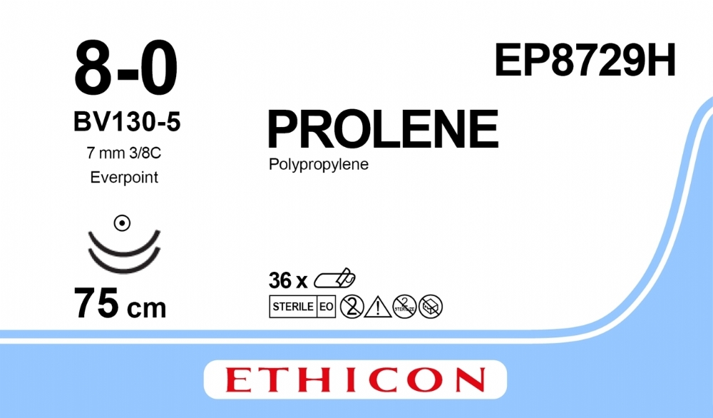 PROLENE Polypropylene Suture With EVERPOINT Technology<br/>Size: PROLENE<br/>Colour: 8-0<br/>Style: non cutting