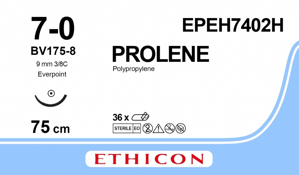 PROLENE Polypropylene Suture With EVERPOINT Technology<br/>Size: PROLENE<br/>Colour: 7-0<br/>Style: non cutting
