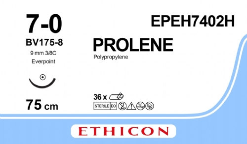 PROLENE Polypropylene Suture With EVERPOINT Technology<br/>Size: PROLENE<br/>Colour: 7-0<br/>Style: non cutting