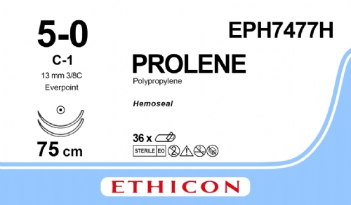 PROLENE Polypropylene Suture With EVERPOINT Technology & HEMOSEAL Technology<br/>Size: PROLENE<br/>Colour: 5-0<br/>Style: non cutting