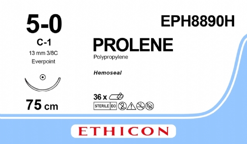 PROLENE Polypropylene Suture With EVERPOINT Technology & HEMOSEAL Technology<br/>Size: PROLENE<br/>Colour: 5-0<br/>Style: non cutting