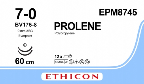 PROLENE Polypropylene Suture With EVERPOINT Technology<br/>Size: PROLENE<br/>Colour: 7-0<br/>Style: non cutting