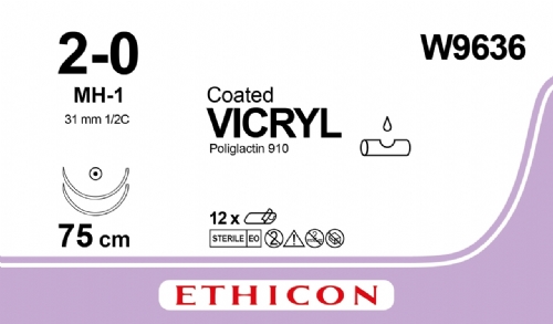 COATED VICRYL (polyglactin 910) Suture<br/>Size: VICRYL PLUS<br/>Colour: 2-0<br/>Style: non cutting<br/>Size: VICRYL PLUS<br/>Colour: 2-0<br/>Style: non cutting