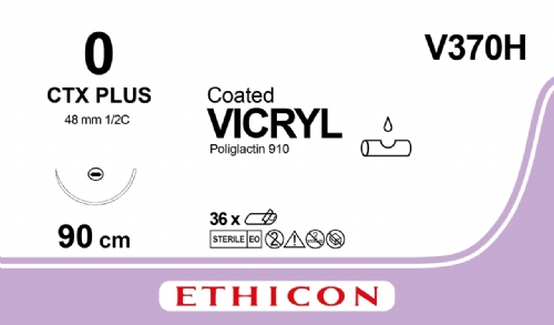 COATED VICRYL (polyglactin 910) Suture<br/>Size: VICRYL PLUS<br/>Colour: 0<br/>Style: non cutting<br/>Size: VICRYL PLUS<br/>Colour: 0<br/>Style: non cutting