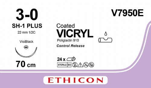 COATED VICRYL (polyglactin 910) Suture<br/>Size: VICRYL PLUS<br/>Colour: 3-0<br/>Style: non cutting<br/>Size: VICRYL PLUS<br/>Colour: 3-0<br/>Style: non cutting