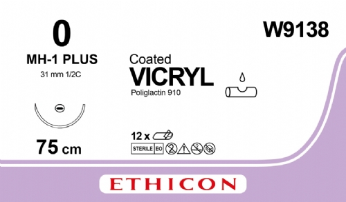 COATED VICRYL (polyglactin 910) Suture<br/>Size: VICRYL PLUS<br/>Colour: 0<br/>Style: non cutting