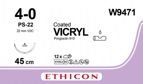 COATED VICRYL (polyglactin 910) Suture<br/>Size: VICRYL<br/>Colour: 4-0<br/>Style: cutting