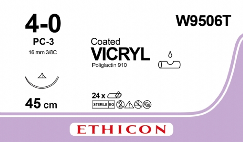 COATED VICRYL (polyglactin 910) Suture<br/>Size: VICRYL PLUS<br/>Colour: 4-0<br/>Style: cutting<br/>Size: VICRYL PLUS<br/>Colour: 4-0<br/>Style: cutting