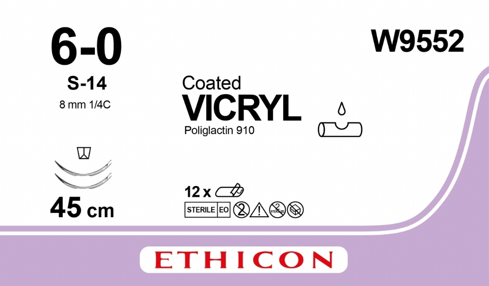COATED VICRYL (polyglactin 910) Suture<br/>Size: VICRYL<br/>Colour: 6-0<br/>Style: cutting