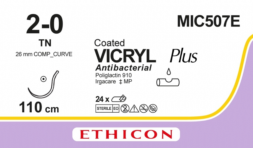 COATED VICRYL Plus Antibacterial (polyglactin 910) Suture<br/>Size: VICRYL PLUS<br/>Colour: 2-0<br/>Style: non cutting