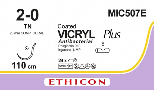 COATED VICRYL Plus Antibacterial (polyglactin 910) Suture<br/>Size: VICRYL PLUS<br/>Colour: 2-0<br/>Style: non cutting