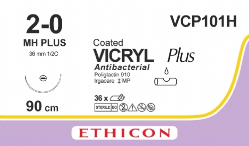 COATED VICRYL Plus Antibacterial (polyglactin 910) Suture<br/>Size: VICRYL PLUS<br/>Colour: 2-0<br/>Style: non cutting