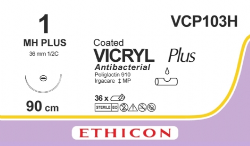 COATED VICRYL Plus Antibacterial (polyglactin 910) Suture<br/>Size: VICRYL PLUS<br/>Colour: 1<br/>Style: non cutting