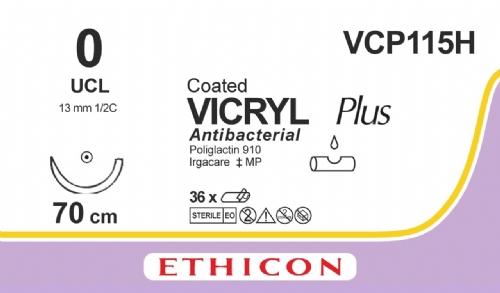 COATED VICRYL Plus Antibacterial (polyglactin 910) Suture<br/>Size: VICRYL PLUS<br/>Colour: 0<br/>Style: non cutting