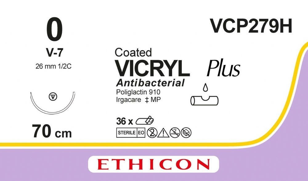 COATED VICRYL Plus Antibacterial (polyglactin 910) Suture<br/>Size: VICRYL PLUS<br/>Colour: 0<br/>Style: non cutting