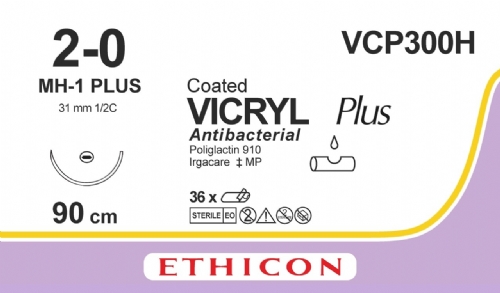 COATED VICRYL Plus Antibacterial (polyglactin 910) Suture<br/>Size: VICRYL PLUS<br/>Colour: 2-0<br/>Style: non cutting