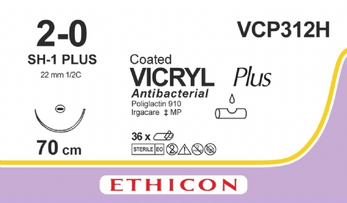 COATED VICRYL Plus Antibacterial (polyglactin 910) Suture<br/>Size: VICRYL PLUS<br/>Colour: 2-0<br/>Style: non cutting