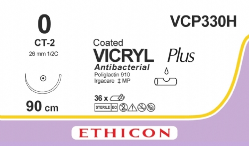 COATED VICRYL Plus Antibacterial (polyglactin 910) Suture<br/>Size: VICRYL PLUS<br/>Colour: 0<br/>Style: non cutting