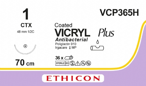 COATED VICRYL Plus Antibacterial (polyglactin 910) Suture<br/>Size: VICRYL PLUS<br/>Colour: 1<br/>Style: non cutting