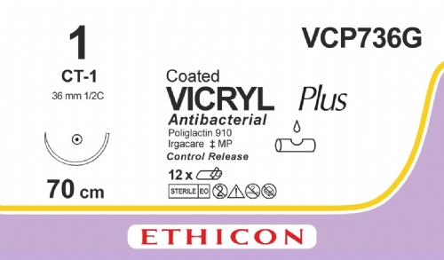COATED VICRYL Plus Antibacterial (polyglactin 910) Suture<br/>Size: VICRYL PLUS<br/>Colour: 1<br/>Style: non cutting
