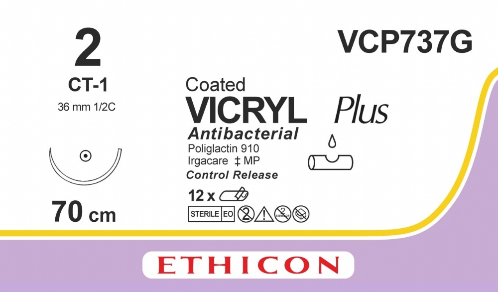 COATED VICRYL Plus Antibacterial (polyglactin 910) Suture<br/>Size: VICRYL PLUS<br/>Colour: 2<br/>Style: non cutting