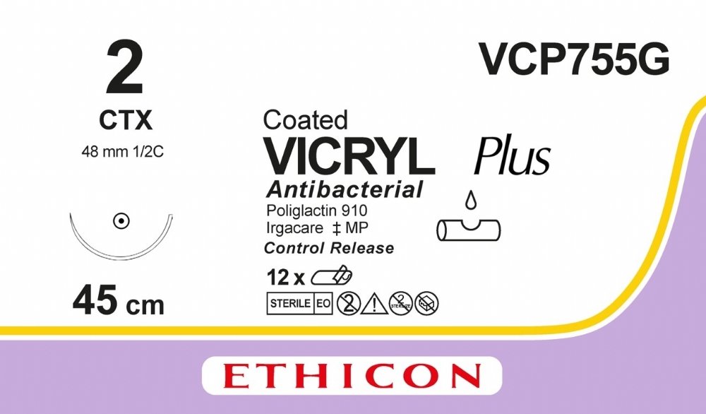 COATED VICRYL Plus Antibacterial (polyglactin 910) Suture<br/>Size: VICRYL PLUS<br/>Colour: 2<br/>Style: non cutting